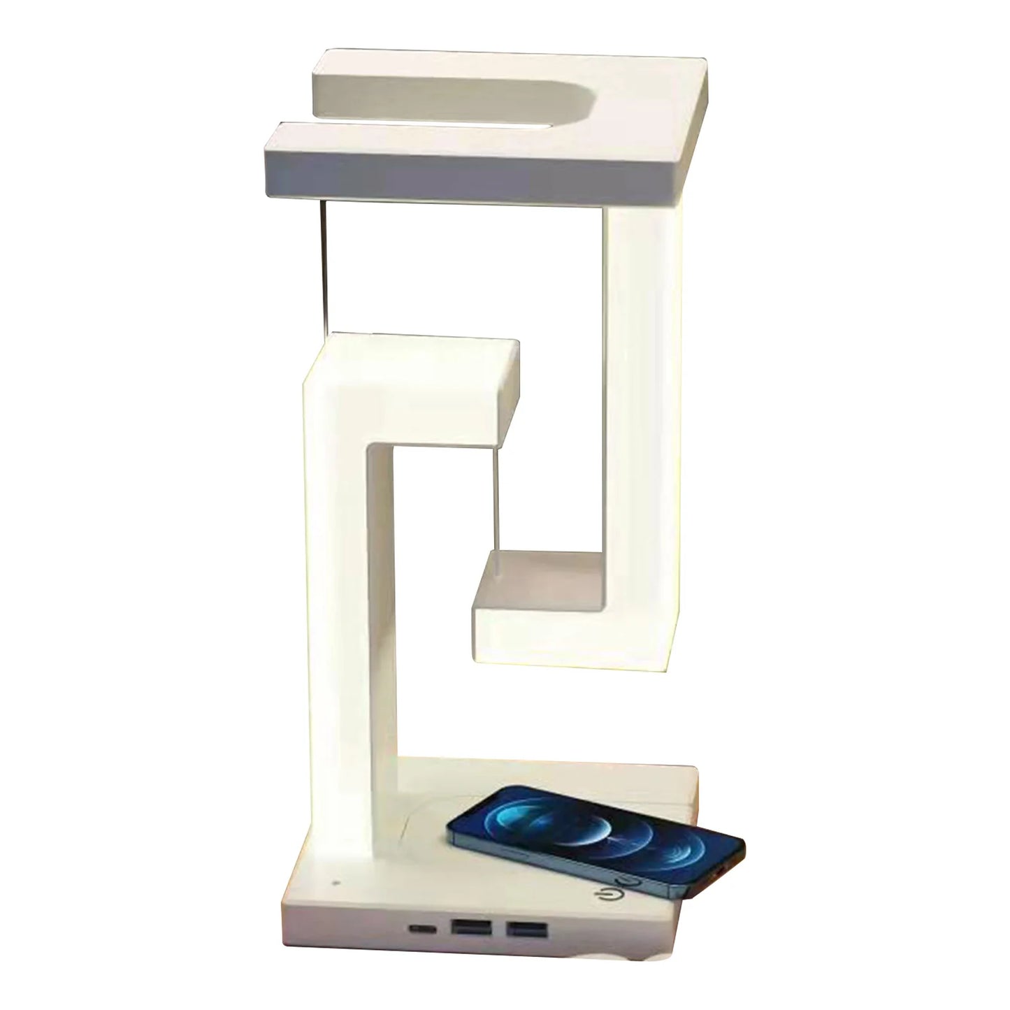 Veilleuse LED suspendue anti-gravité avec chargeur sans fil 10 W, lampe de bureau à intensité variable, lampe de table pour chambre à coucher, lampe de chevet décorative