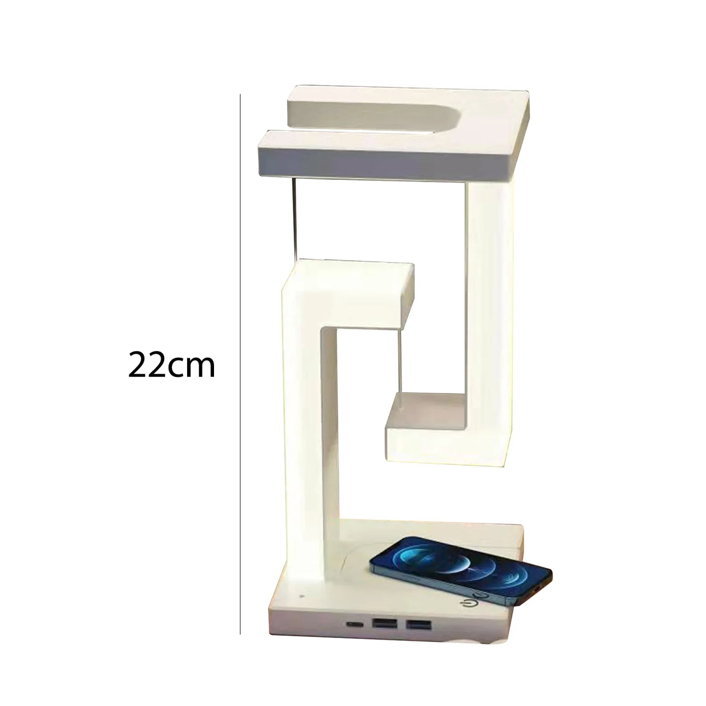Veilleuse LED suspendue anti-gravité avec chargeur sans fil 10 W, lampe de bureau à intensité variable, lampe de table pour chambre à coucher, lampe de chevet décorative