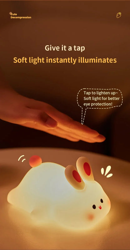 LED Night light Silicone Rabbit Touch Sensor lamp Cute Animal Light Bedroom Decor Gift for Kid Baby Child Table Lamp Home Decor