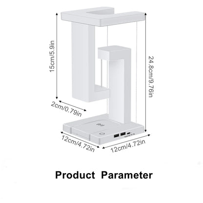 Veilleuse LED suspendue anti-gravité avec chargeur sans fil 10 W, lampe de bureau à intensité variable, lampe de table pour chambre à coucher, lampe de chevet décorative 