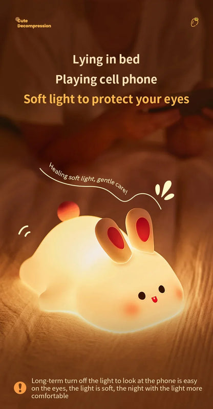 LED Night light Silicone Rabbit Touch Sensor lamp Cute Animal Light Bedroom Decor Gift for Kid Baby Child Table Lamp Home Decor