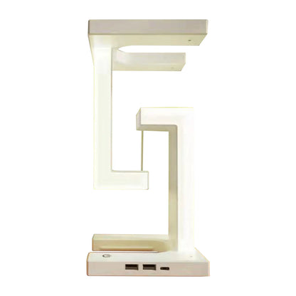 Veilleuse LED suspendue anti-gravité avec chargeur sans fil 10 W, lampe de bureau à intensité variable, lampe de table pour chambre à coucher, lampe de chevet décorative 